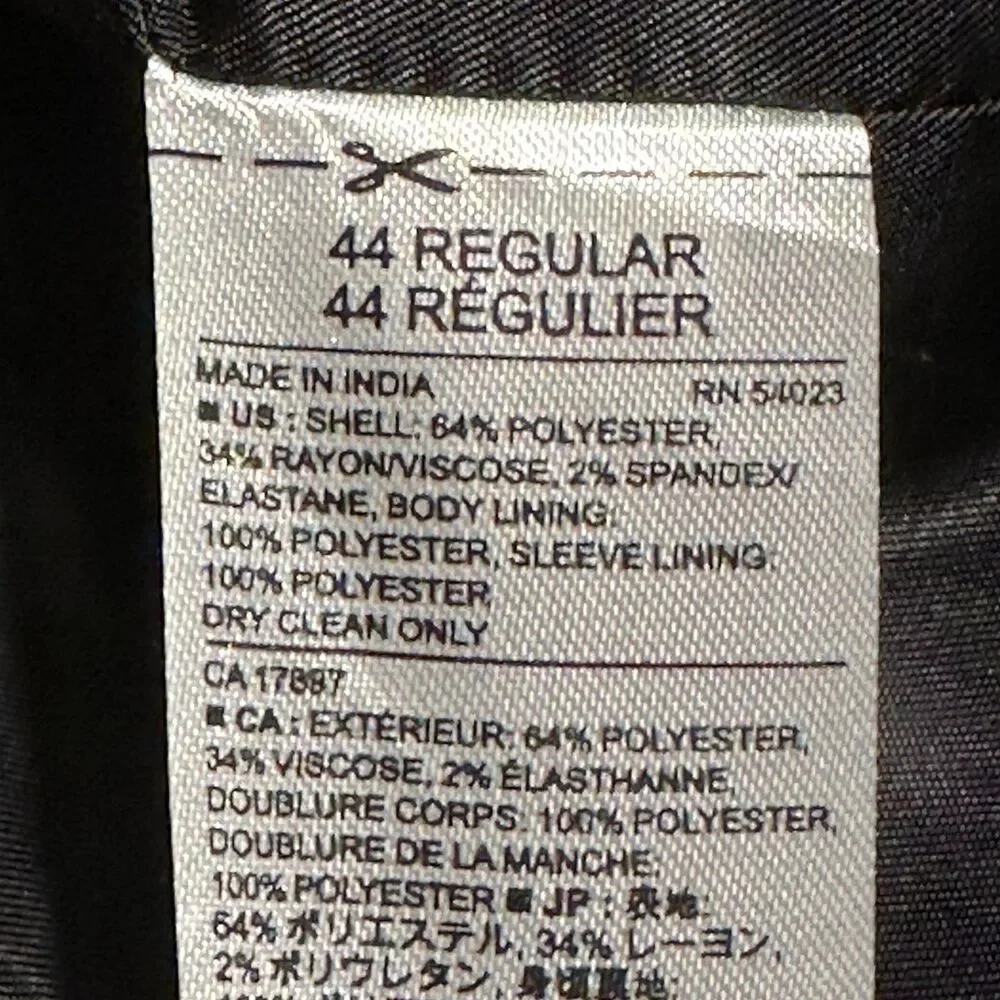 BANANA REPUBLIC Standard fit Mens Blazer Sport Coat Jacket 1-Vent 44R Gray